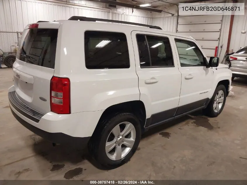 2016 Jeep Patriot Latitude VIN: 1C4NJRFB2GD646871 Lot: 38757418