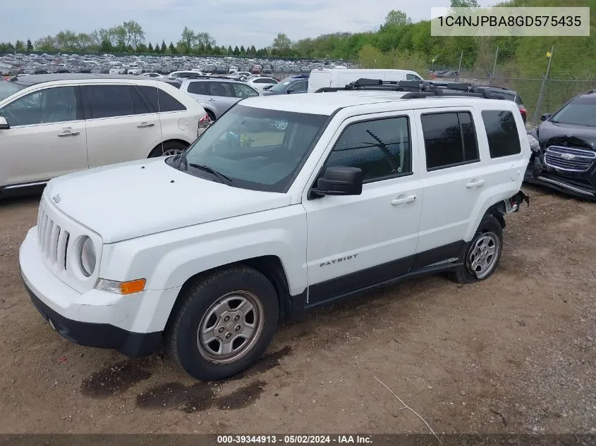 2016 Jeep Patriot Sport VIN: 1C4NJPBA8GD575435 Lot: 40553382