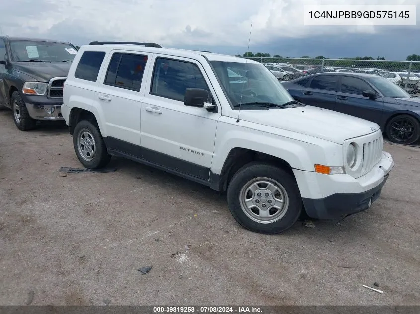 2016 Jeep Patriot Sport VIN: 1C4NJPBB9GD575145 Lot: 39819258