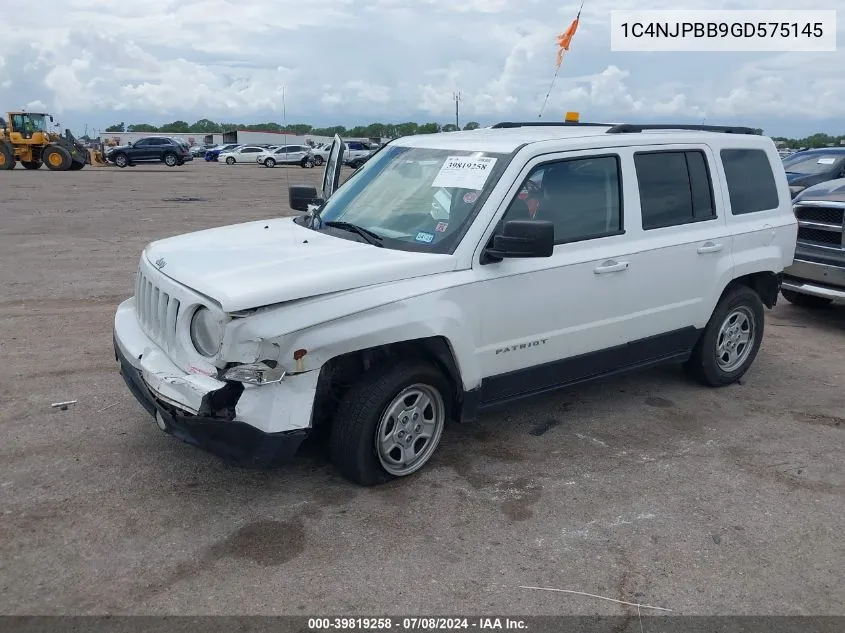 2016 Jeep Patriot Sport VIN: 1C4NJPBB9GD575145 Lot: 39819258