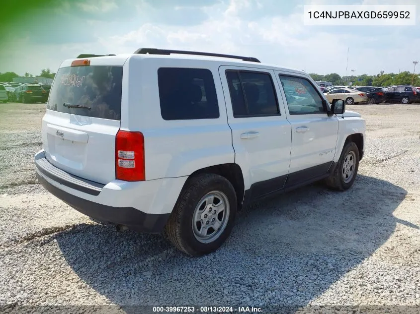 2016 Jeep Patriot Sport VIN: 1C4NJPBAXGD659952 Lot: 39967253