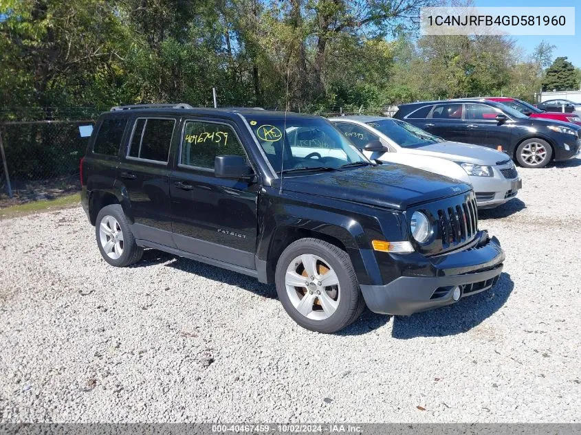 2016 Jeep Patriot Latitude VIN: 1C4NJRFB4GD581960 Lot: 40467459