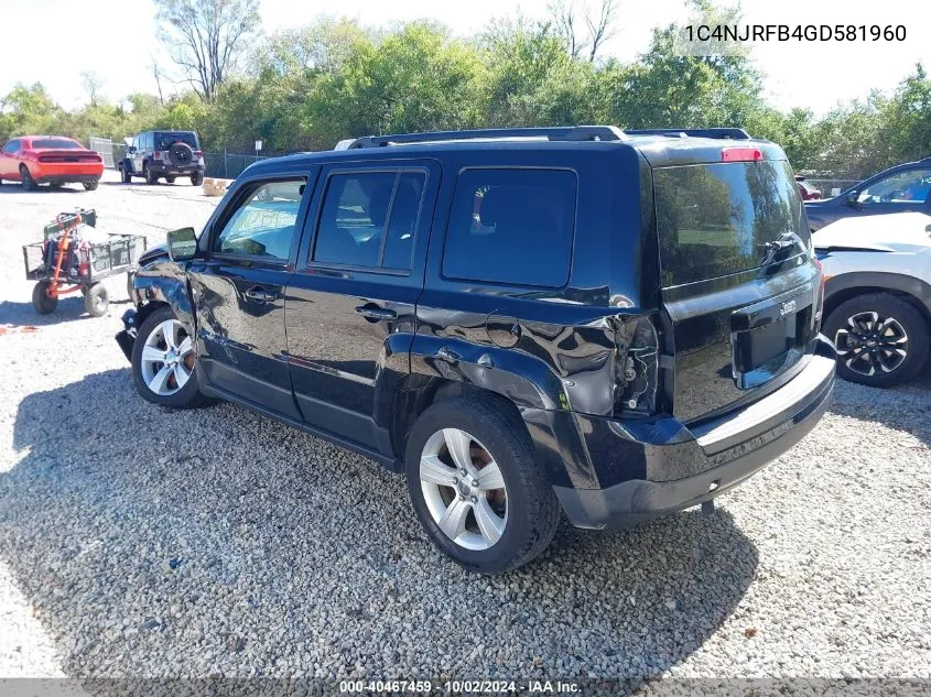 2016 Jeep Patriot Latitude VIN: 1C4NJRFB4GD581960 Lot: 40467459