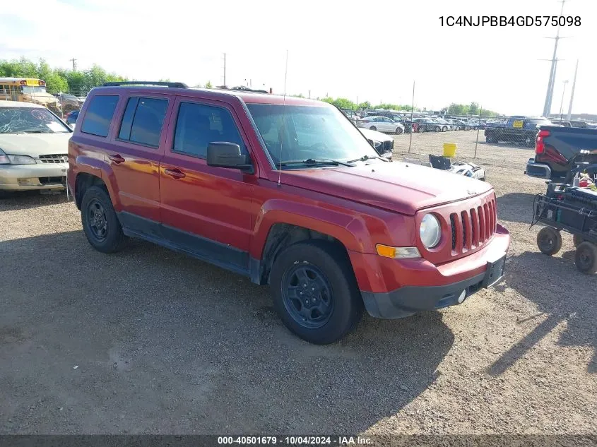 2016 Jeep Patriot Sport VIN: 1C4NJPBB4GD575098 Lot: 40501679