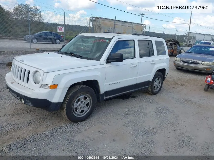 2016 Jeep Patriot Sport VIN: 1C4NJPBB4GD737960 Lot: 40503915