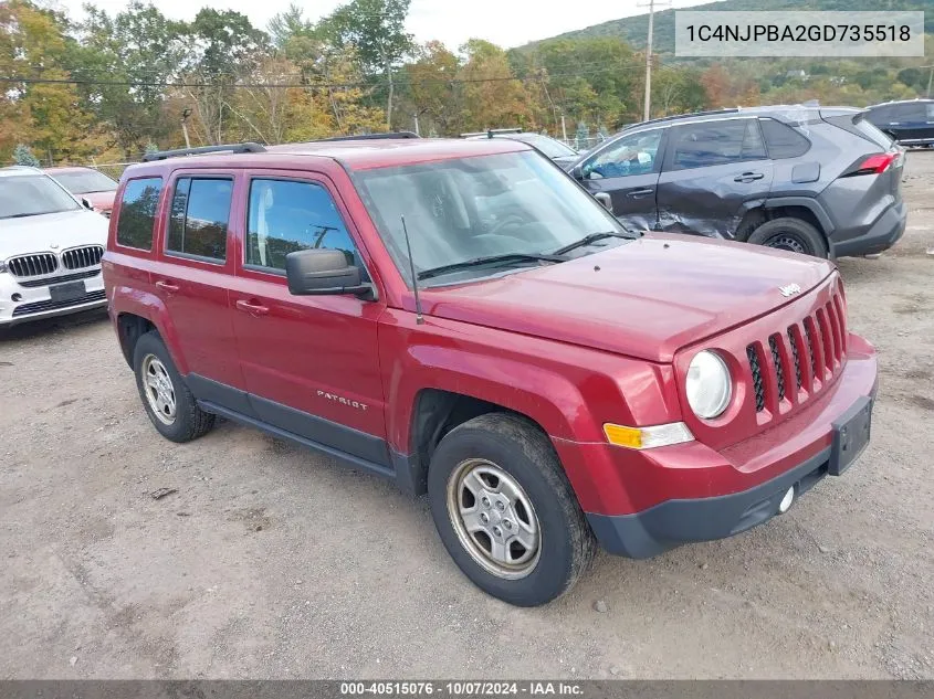 2016 Jeep Patriot Sport VIN: 1C4NJPBA2GD735518 Lot: 40515076