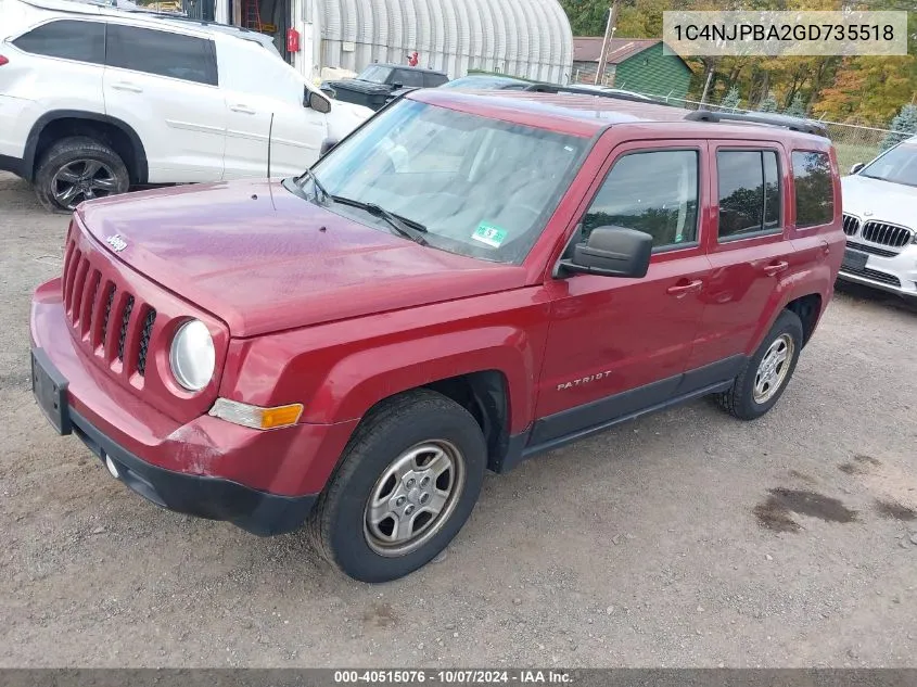 2016 Jeep Patriot Sport VIN: 1C4NJPBA2GD735518 Lot: 40515076