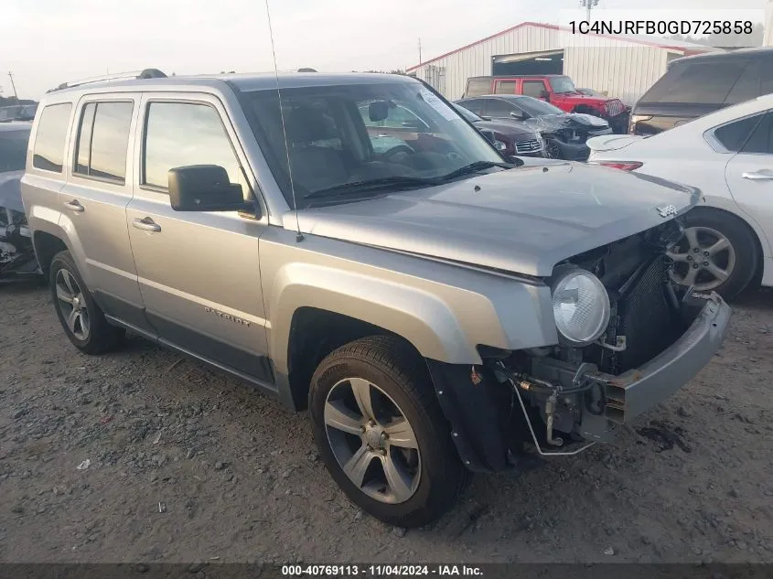 2016 Jeep Patriot High Altitude Edition VIN: 1C4NJRFB0GD725858 Lot: 40769113