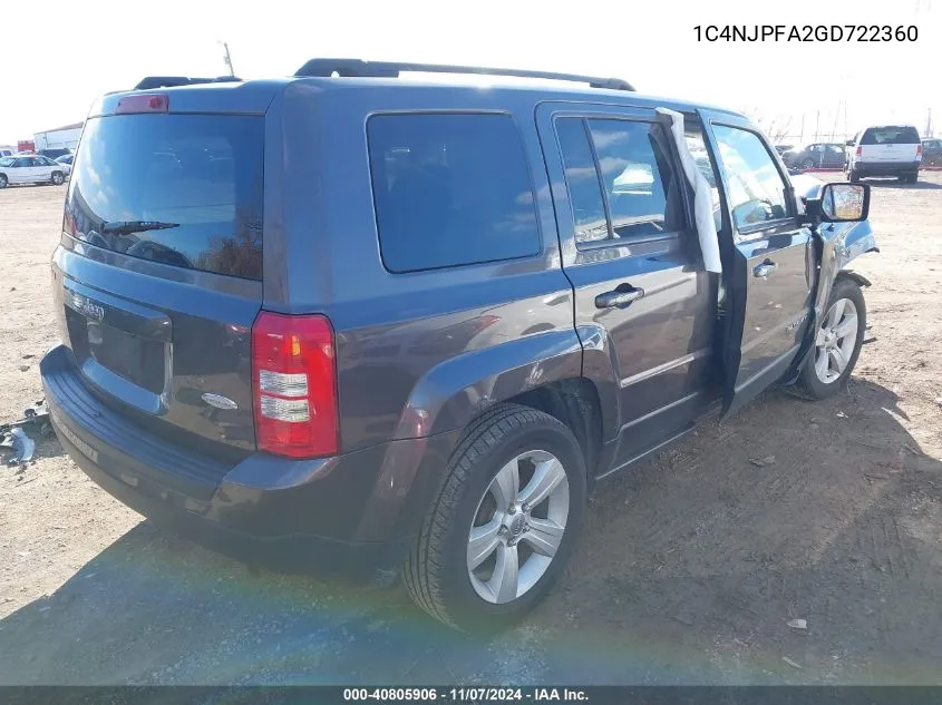 2016 Jeep Patriot Latitude VIN: 1C4NJPFA2GD722360 Lot: 40805906