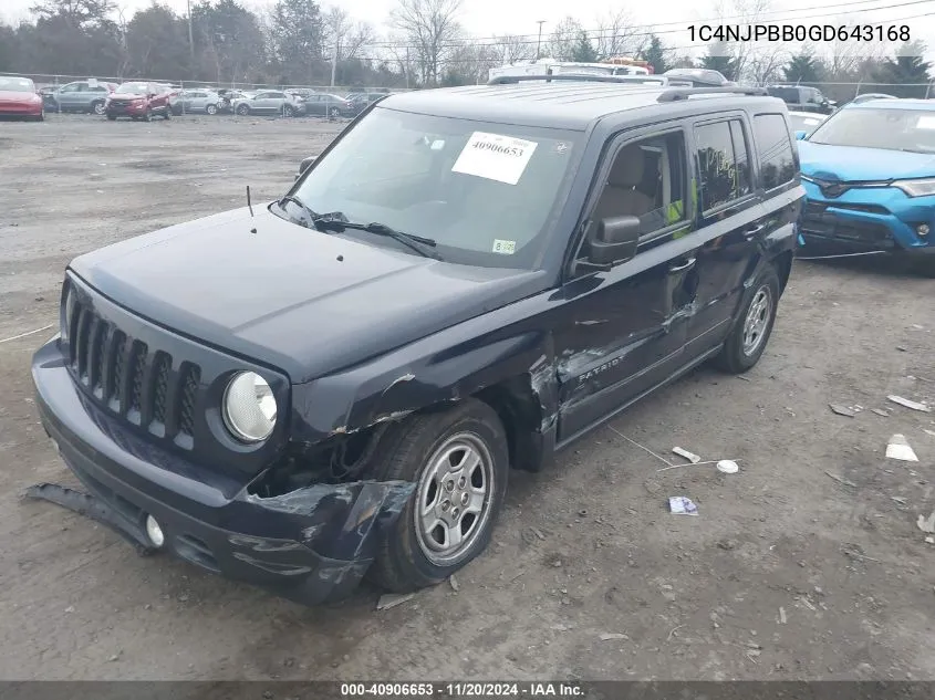 2016 Jeep Patriot Sport VIN: 1C4NJPBB0GD643168 Lot: 40906653