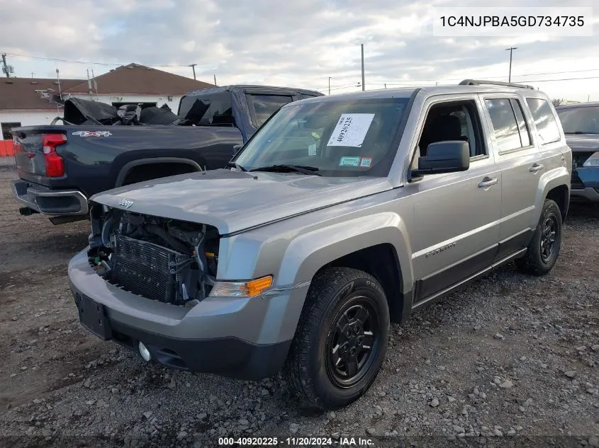 2016 Jeep Patriot Sport VIN: 1C4NJPBA5GD734735 Lot: 40920225