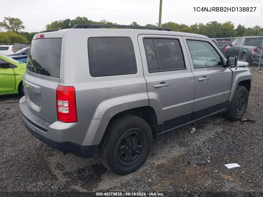 2017 Jeep Patriot Sport 4X4 VIN: 1C4NJRBB2HD138827 Lot: 40379635