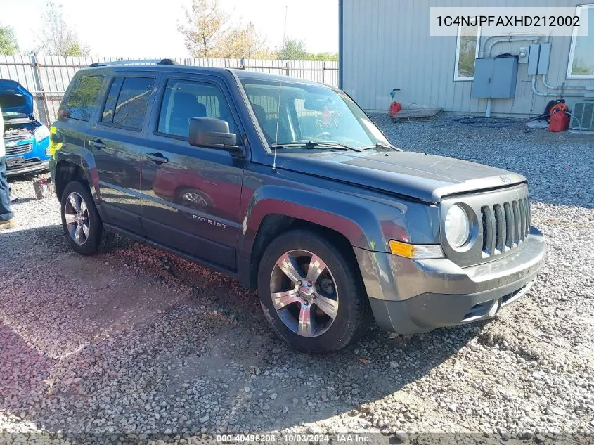 2017 Jeep Patriot High Altitude Fwd VIN: 1C4NJPFAXHD212002 Lot: 40496208