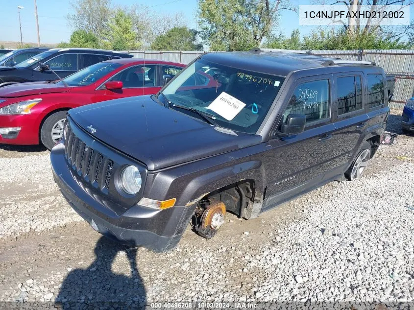 2017 Jeep Patriot High Altitude Fwd VIN: 1C4NJPFAXHD212002 Lot: 40496208