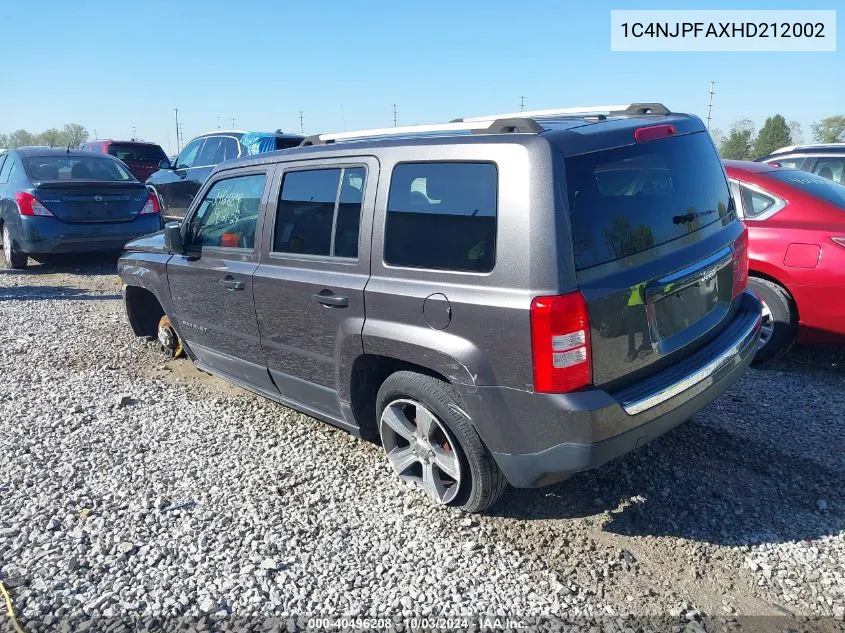 1C4NJPFAXHD212002 2017 Jeep Patriot High Altitude Fwd