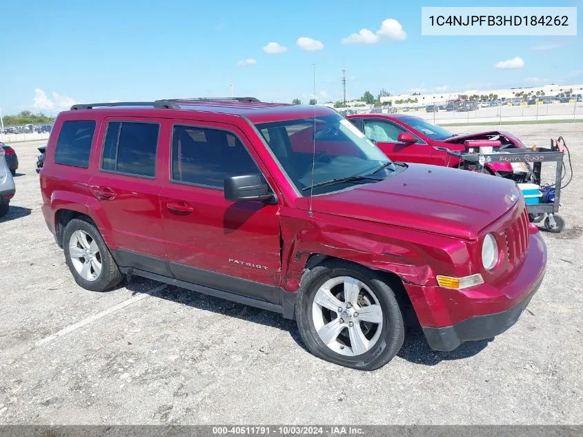 2017 Jeep Patriot Latitude Fwd VIN: 1C4NJPFB3HD184262 Lot: 40511791