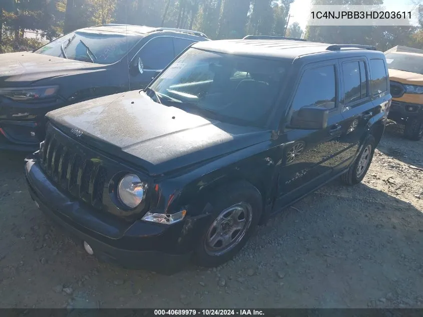 1C4NJPBB3HD203611 2017 Jeep Patriot Sport Fwd