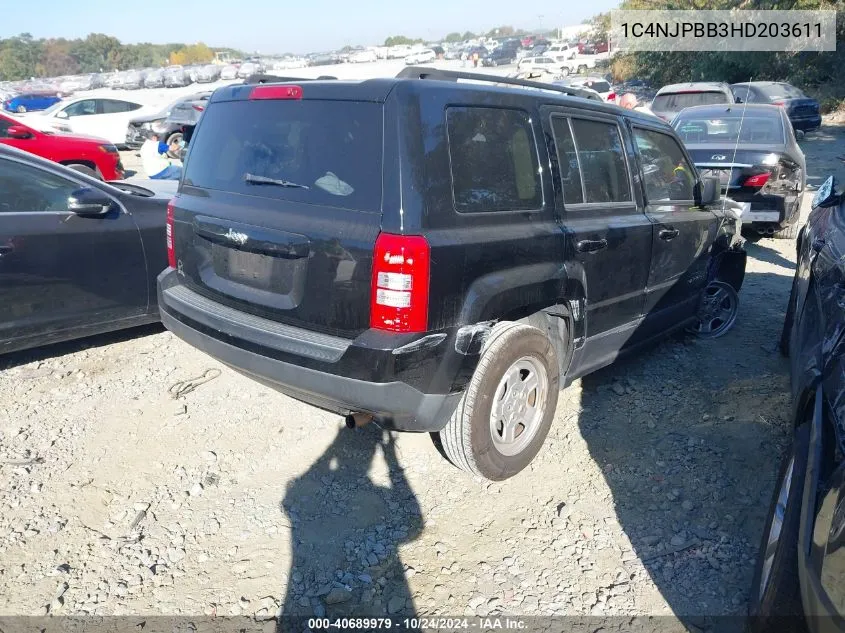 1C4NJPBB3HD203611 2017 Jeep Patriot Sport Fwd