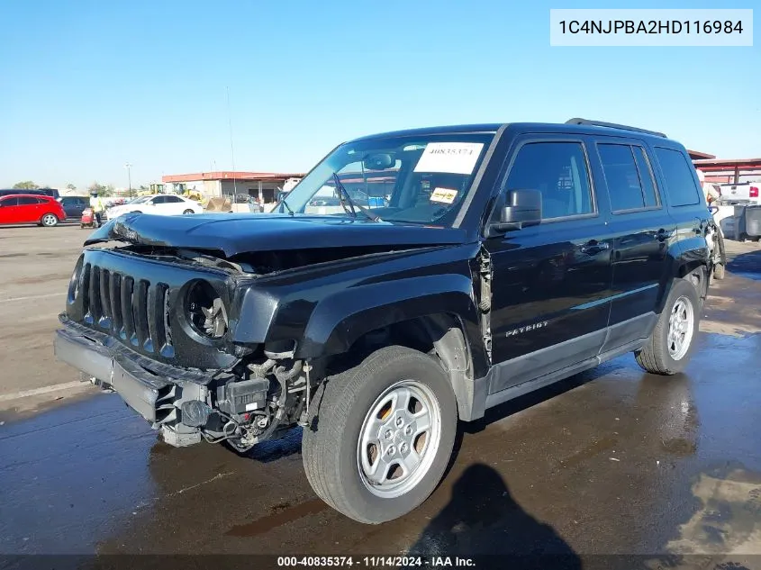 2017 Jeep Patriot Sport Fwd VIN: 1C4NJPBA2HD116984 Lot: 40835374