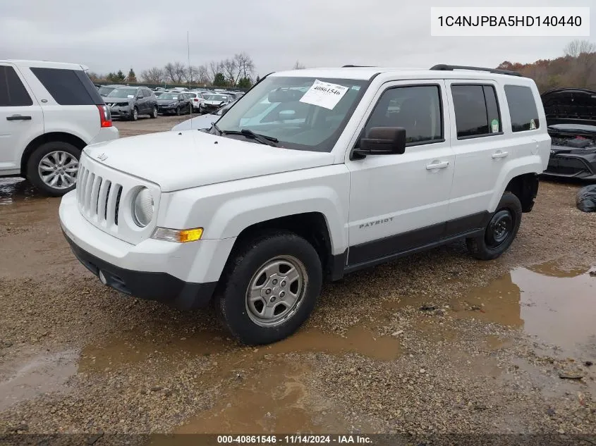 2017 Jeep Patriot Sport Fwd VIN: 1C4NJPBA5HD140440 Lot: 40861546