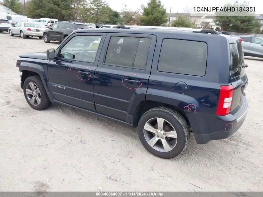 2017 Jeep Patriot High Altitude Fwd VIN: 1C4NJPFA6HD134351 Lot: 40864007