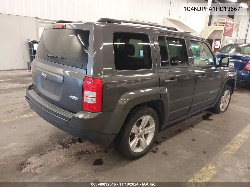 2017 Jeep Patriot Latitude Fwd VIN: 1C4NJPFA1HD136671 Lot: 40892616