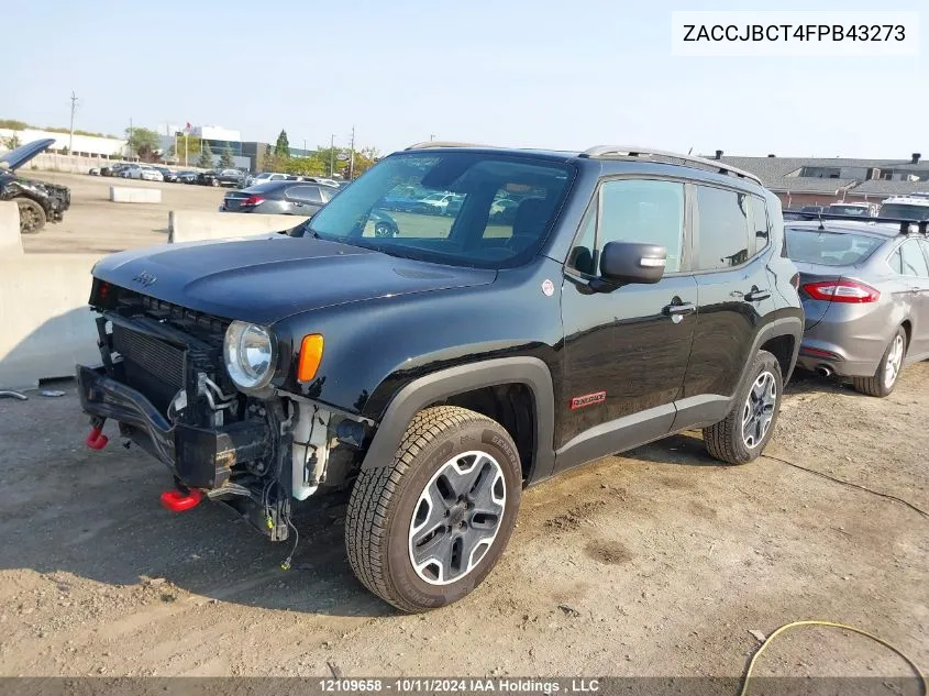 2015 Jeep Renegade Trailhawk VIN: ZACCJBCT4FPB43273 Lot: 12109658