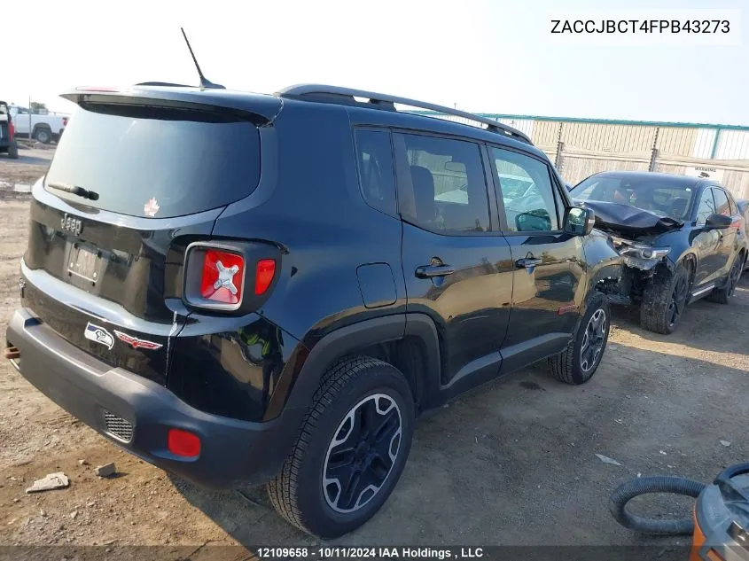 2015 Jeep Renegade Trailhawk VIN: ZACCJBCT4FPB43273 Lot: 12109658