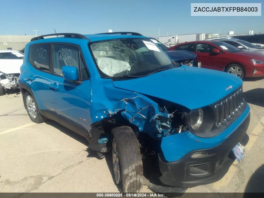 2015 Jeep Renegade Latitude VIN: ZACCJABTXFPB84003 Lot: 39400227