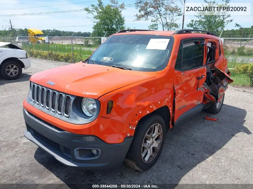 2015 Jeep Renegade Latitude VIN: ZACCJABT1FPB20092 Lot: 39544208