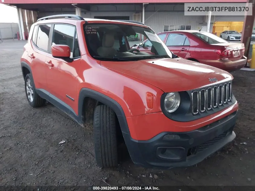 2015 Jeep Renegade Latitude VIN: ZACCJBBT3FPB81370 Lot: 39820493