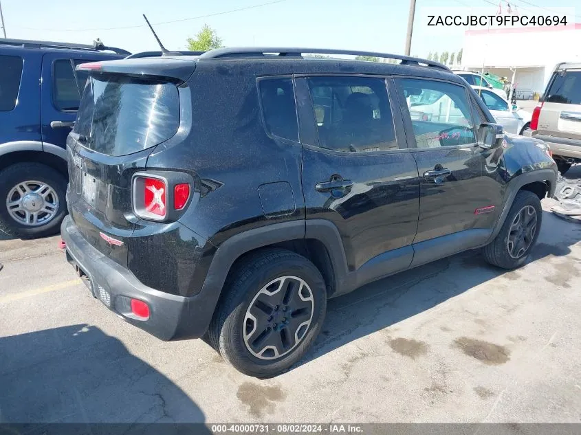 2015 Jeep Renegade Trailhawk VIN: ZACCJBCT9FPC40694 Lot: 40000731