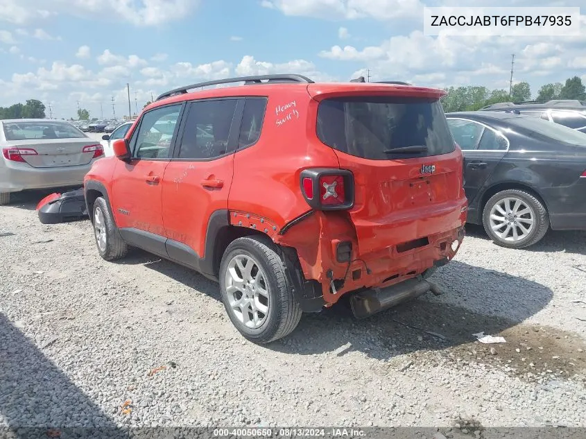 2015 Jeep Renegade Latitude VIN: ZACCJABT6FPB47935 Lot: 40050650