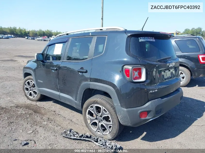 2015 Jeep Renegade Limited VIN: ZACCJBDT6FPC40392 Lot: 40211453