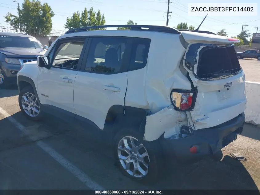 2015 Jeep Renegade Latitude VIN: ZACCJBBT3FPC14402 Lot: 40350060