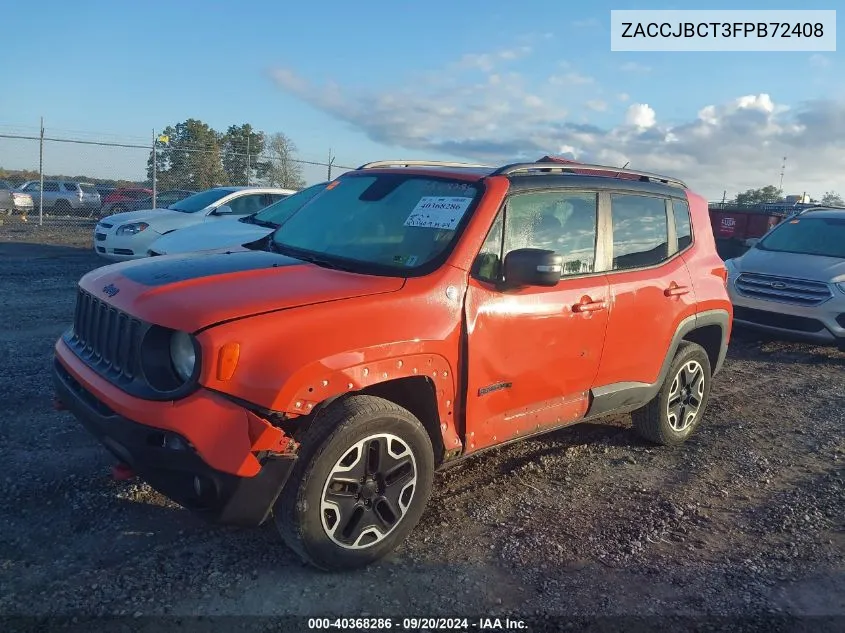 2015 Jeep Renegade Trailhawk VIN: ZACCJBCT3FPB72408 Lot: 40368286