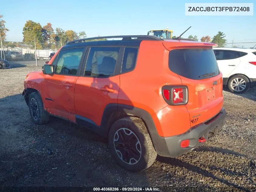 2015 Jeep Renegade Trailhawk VIN: ZACCJBCT3FPB72408 Lot: 40368286