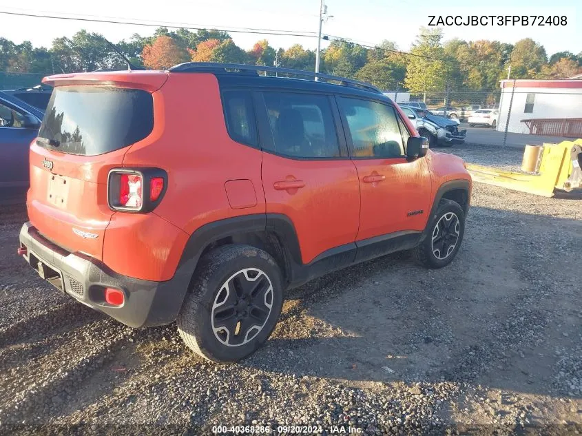 2015 Jeep Renegade Trailhawk VIN: ZACCJBCT3FPB72408 Lot: 40368286