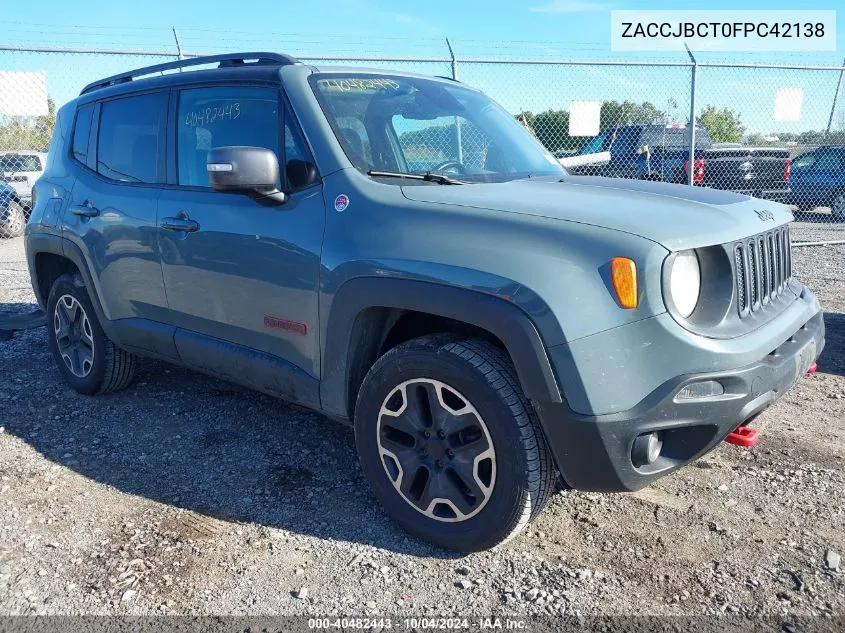 2015 Jeep Renegade Trailhawk VIN: ZACCJBCT0FPC42138 Lot: 40482443