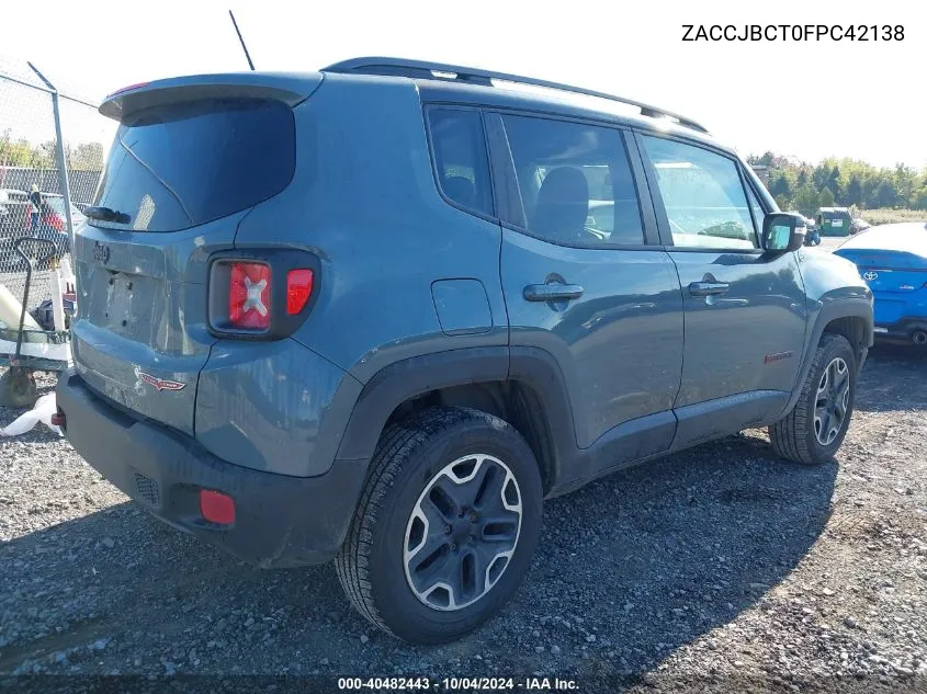 2015 Jeep Renegade Trailhawk VIN: ZACCJBCT0FPC42138 Lot: 40482443