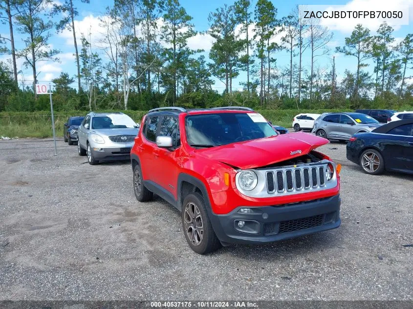 2015 Jeep Renegade Limited VIN: ZACCJBDT0FPB70050 Lot: 40537175