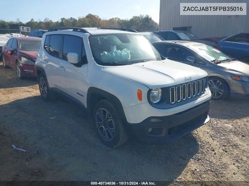 2015 Jeep Renegade Latitude VIN: ZACCJABT5FPB35016 Lot: 40734036