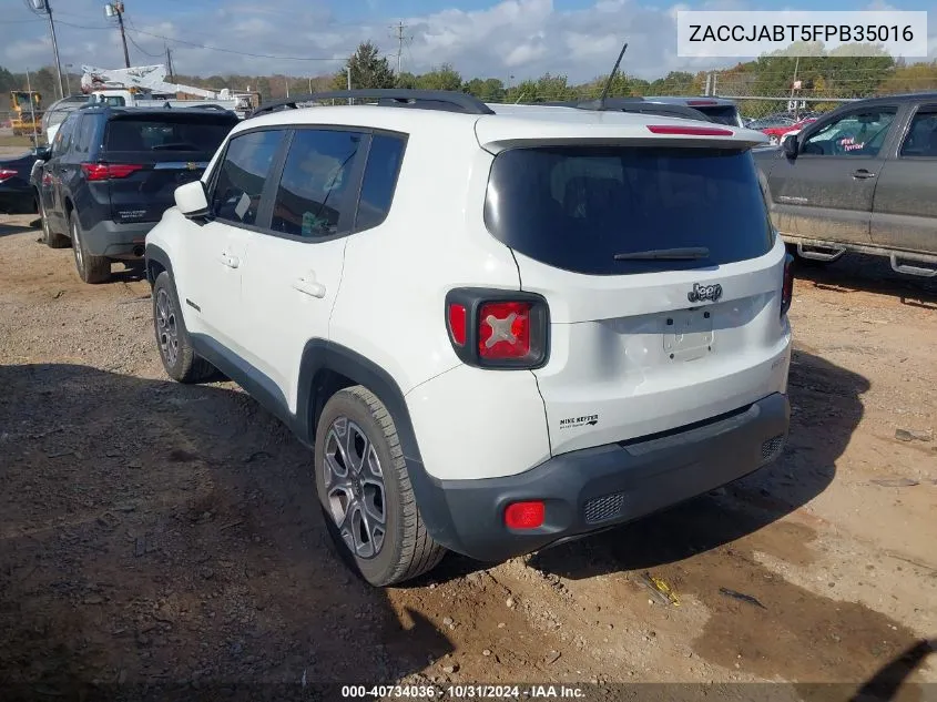 2015 Jeep Renegade Latitude VIN: ZACCJABT5FPB35016 Lot: 40734036