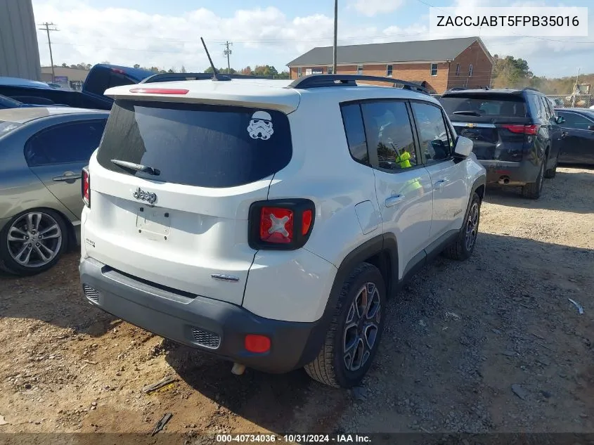 2015 Jeep Renegade Latitude VIN: ZACCJABT5FPB35016 Lot: 40734036