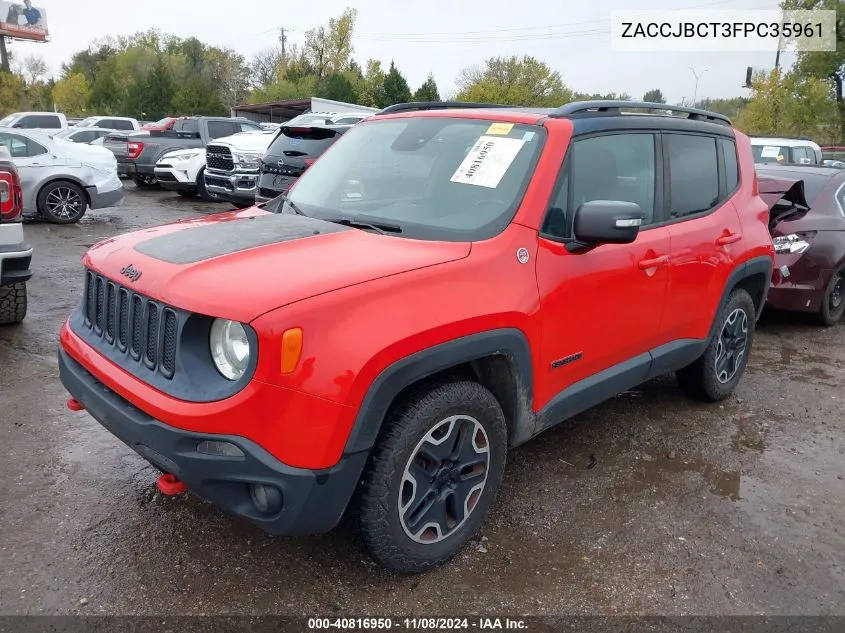 2015 Jeep Renegade Trailhawk VIN: ZACCJBCT3FPC35961 Lot: 40816950