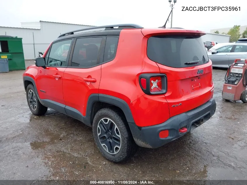 2015 Jeep Renegade Trailhawk VIN: ZACCJBCT3FPC35961 Lot: 40816950