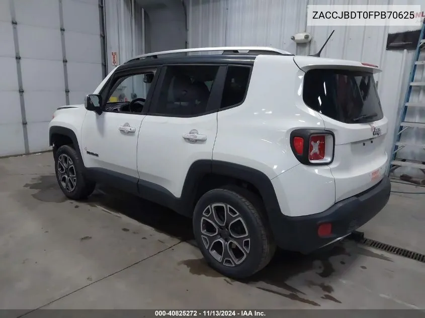 2015 Jeep Renegade Limited VIN: ZACCJBDT0FPB70625 Lot: 40825272