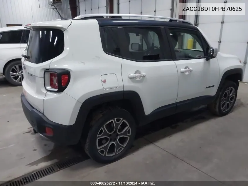 2015 Jeep Renegade Limited VIN: ZACCJBDT0FPB70625 Lot: 40825272