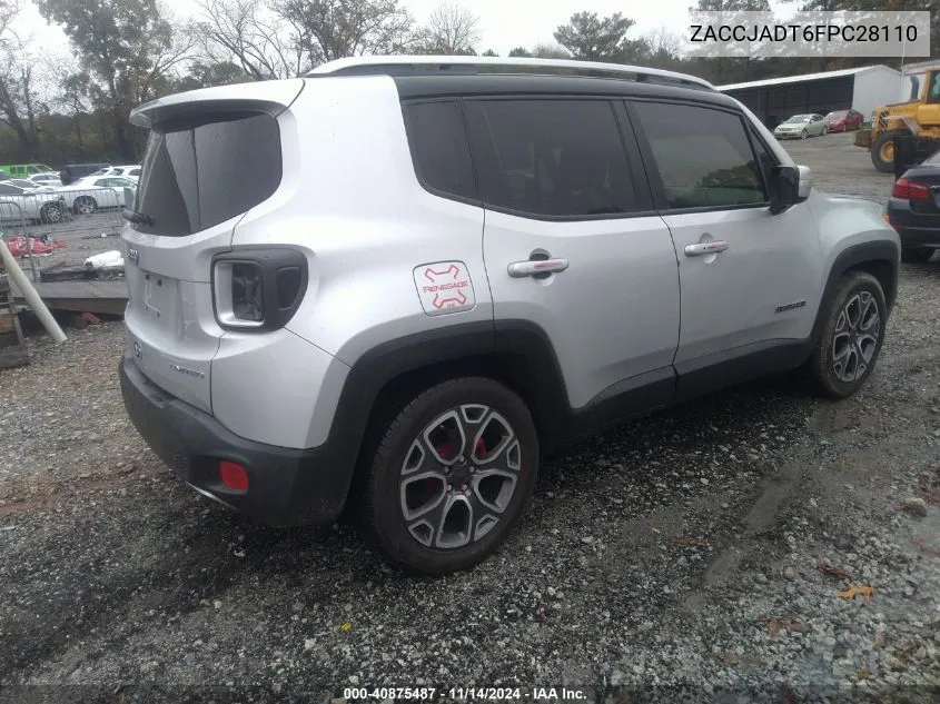 2015 Jeep Renegade Limited VIN: ZACCJADT6FPC28110 Lot: 40875487