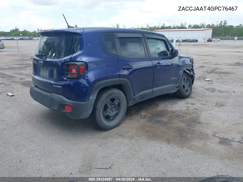 2016 Jeep Renegade Sport VIN: ZACCJAAT4GPC76467 Lot: 39324067